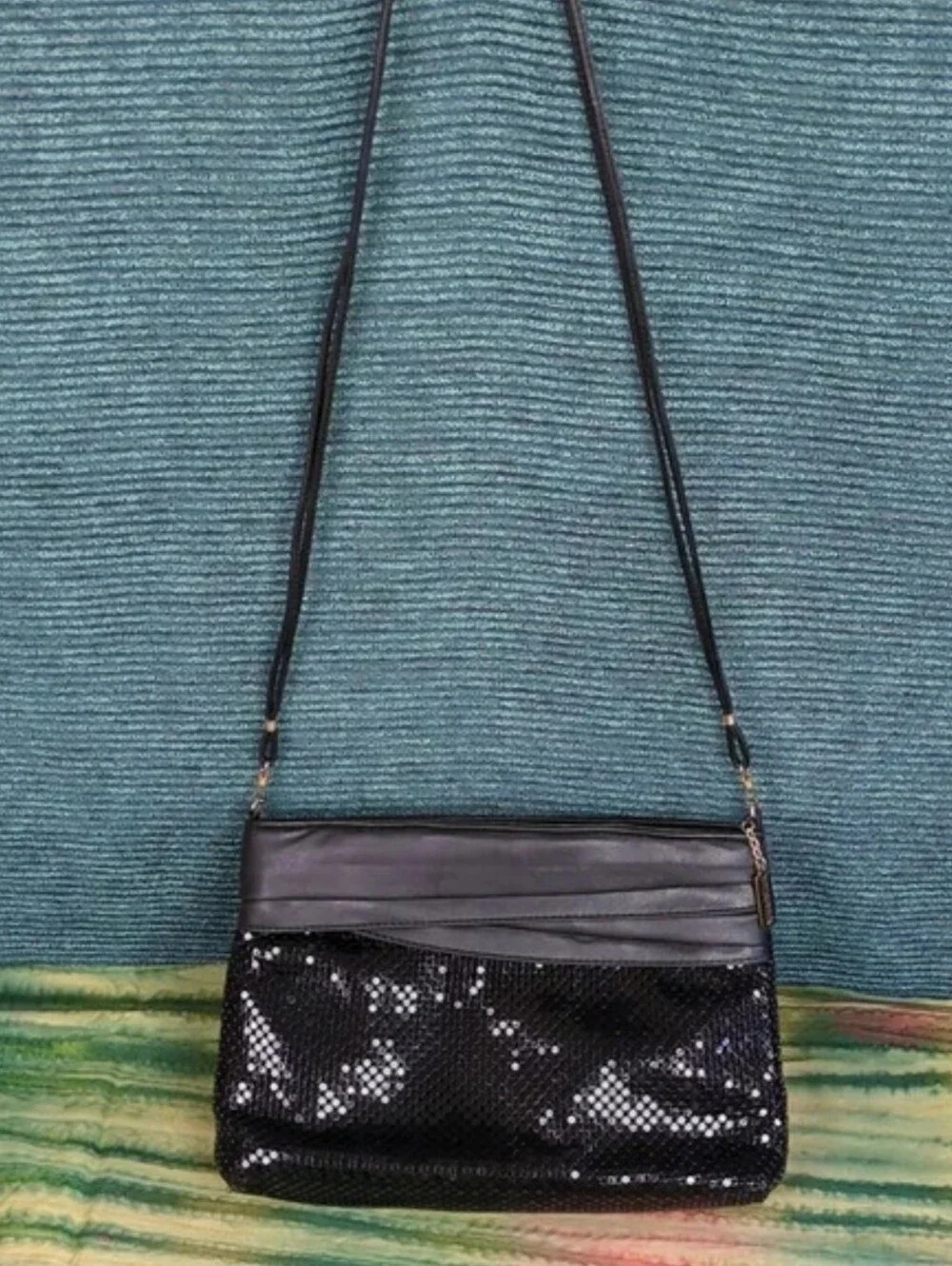 Vintage Whiting & Davis Black Mesh Evening Bag Convertible Clutch